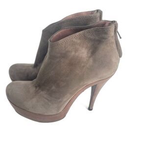 Pura Lopez Light Tan Platform Suede Booties Size 7